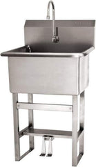 SANI-LAV - 22" Long x 16" Wide Inside, 1 Compartment, Grade 304 Stainless Steel Scrub Sink Floor Mount with Double Foot Valve - 16 Gauge, 25" Long x 19-1/2" Wide x 46-1/2" High Outside, 10-1/2" Deep - Industrial Tool & Supply