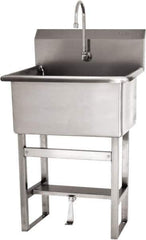 SANI-LAV - 28" Long x 16" Wide Inside, 1 Compartment, Grade 304 Stainless Steel Scrub Sink Floor Mount with Single Foot Valve - 16 Gauge, 31" Long x 19-1/2" Wide x 46-1/2" High Outside, 10-1/2" Deep - Industrial Tool & Supply