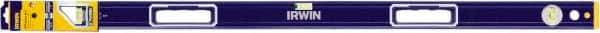 Irwin - Magnetic 48" Long 3 Vial Box Beam Level - Aluminum, Blue/Yellow, 1 Level & 2 Plumb Vials - Industrial Tool & Supply