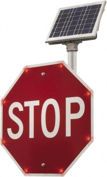 TAPCO - "Stop", 24" Wide x 24" High, Aluminum Stop & Yield Signs - 0.08" Thick, Red/White, Diamond Grade Reflectivity, Octagon, Post Mount - Industrial Tool & Supply