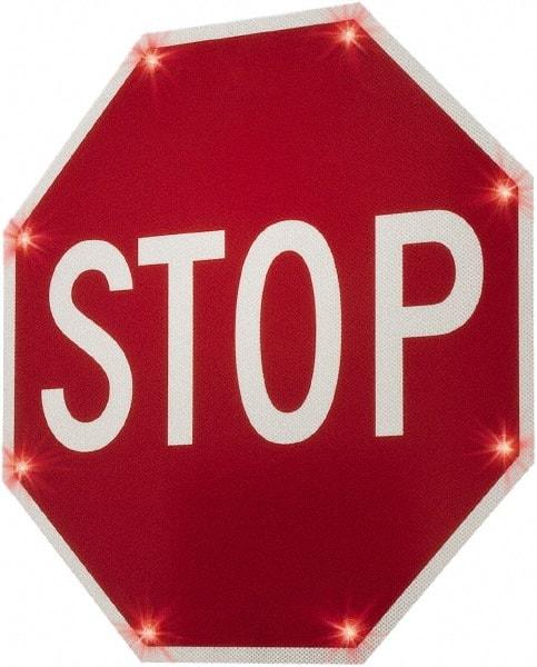 TAPCO - "Stop", 36" Wide x 36" High, Aluminum Stop & Yield Signs - 0.08" Thick, Red/White, Diamond Grade Reflectivity, Octagon, Post Mount - Industrial Tool & Supply