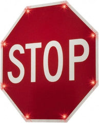 TAPCO - "Stop", 36" Wide x 36" High, Aluminum Stop & Yield Signs - 0.08" Thick, Red/White, Diamond Grade Reflectivity, Octagon, Post Mount - Industrial Tool & Supply
