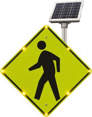 TAPCO - "Pedestrian Crossing", 48" Wide x 48" High, Aluminum Construction Roadway Signs - 0.08" Thick, Fluorescent Yellow, Green, Black, Diamond Grade Reflectivity, Diamond, Post Mount - Industrial Tool & Supply