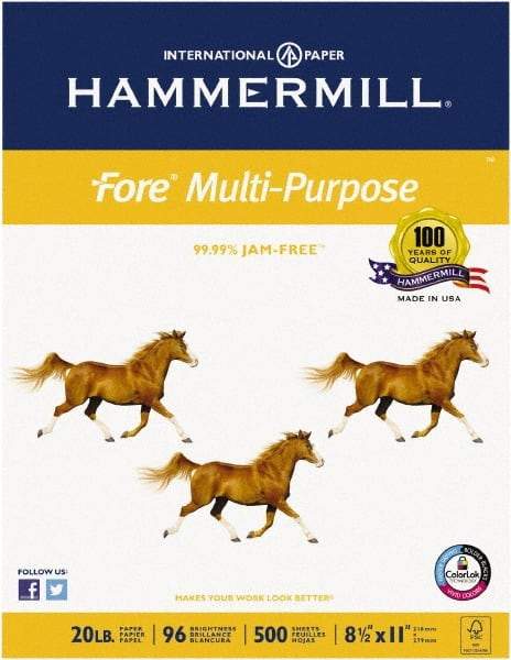 Hammermill - 8-1/2" x 11" White Copy Paper - Use with Plain Paper Office Equipment - Industrial Tool & Supply