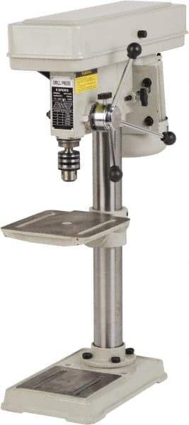 Enco - 254mm Swing, Step Pulley Drill Press - 5 Speed, 1/2 hp, Single Phase - Industrial Tool & Supply