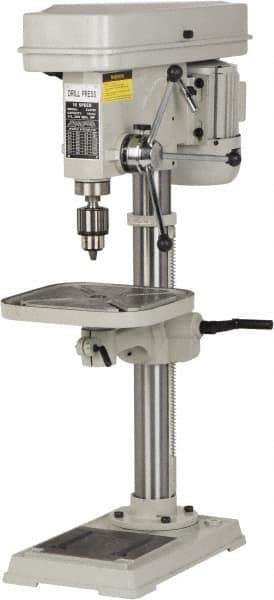 Enco - 346mm Swing, Step Pulley Drill Press - 16 Speed, 1 hp, Single Phase - Industrial Tool & Supply