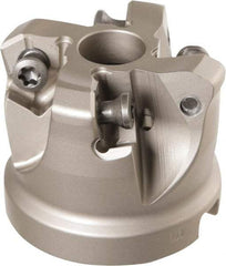 Iscar - 4 Inserts, 1.02" Cutter Diam, 0.106" Max Depth of Cut, Indexable High-Feed Face Mill - 1/2" Arbor Hole Diam, 1-1/4" High, MF FWX-07 Toolholder, H600 WXCU Inserts, Series Helido - Industrial Tool & Supply