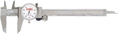SPI - 0mm to 200mm Range, 0.02 mm Graduation, 2mm per Revolution, Dial Caliper - White Face, 50mm Jaw Length, Accurate to 0.03mm - Industrial Tool & Supply