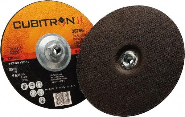 3M - 36 Grit, 9" Wheel Diam, 1/8" Wheel Thickness, Type 27 Depressed Center Wheel - Ceramic, 6,650 Max RPM - Industrial Tool & Supply