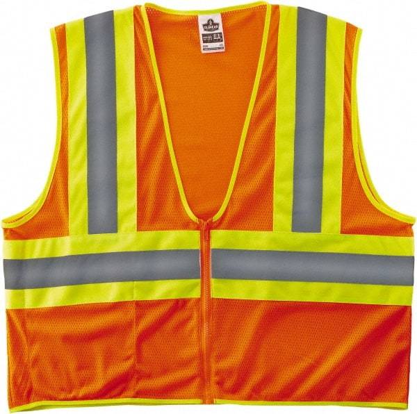Ergodyne - Size L/XL High Visibility Lime Mesh General Purpose Vest - 44 to 52" Chest, ANSI/ISEA 107, Zipper Closure, 1 Pocket, Polyester - Industrial Tool & Supply