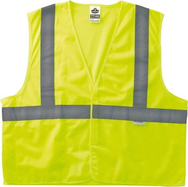 Ergodyne - Size S/M High Visibility Lime Solid General Purpose Vest - 36 to 44" Chest, ANSI/ISEA 107, Hook & Loop Closure, 3 Pockets, Polyester - Industrial Tool & Supply