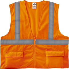 Ergodyne - Size 4X/5XL High Visibility Orange Solid General Purpose Vest - 58 to 64" Chest, ANSI/ISEA 107, Zipper Closure, 3 Pockets, Polyester - Industrial Tool & Supply