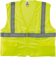Ergodyne - Size L/XL High Visibility Lime Mesh General Purpose Vest - 44 to 52" Chest, ANSI/ISEA 107, Hook & Loop Closure, 3 Pockets, Polyester - Industrial Tool & Supply