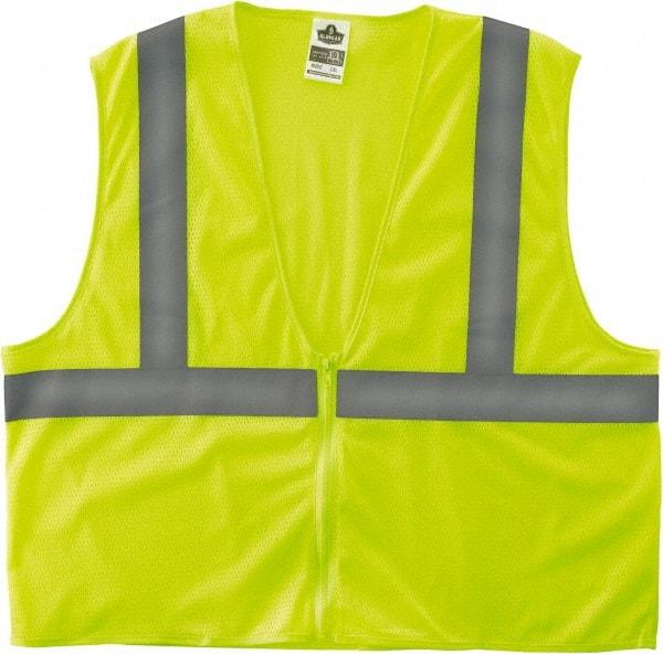Ergodyne - Size 4X/5XL High Visibility Lime Mesh General Purpose Vest - 58 to 64" Chest, ANSI/ISEA 107, Zipper Closure, Polyester - Industrial Tool & Supply