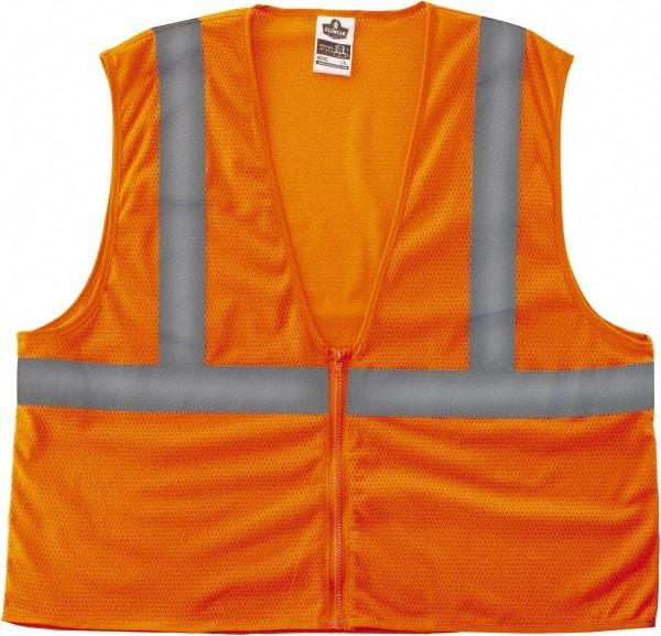 Ergodyne - Size 2X/3XL High Visibility Orange Mesh General Purpose Vest - 52 to 58" Chest, ANSI/ISEA 107, Zipper Closure, Polyester - Industrial Tool & Supply