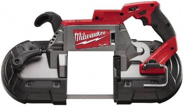 Milwaukee Tool - 18 Volt, 44-7/8" Blade, 380 SFPM Cordless Portable Bandsaw - 5" (Round) & 5 x 5" (Rectangle) Cutting Capacity, Lithium-Ion Battery Not Included - Industrial Tool & Supply