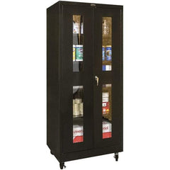 Hallowell - 4 Shelf Mobile Storage Cabinet - Steel, 36" Wide x 24" Deep x 72" High, Black - Industrial Tool & Supply