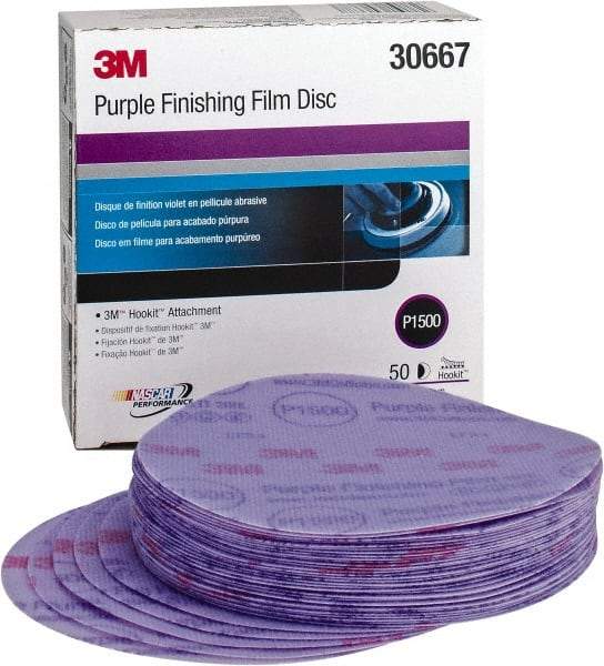 3M - 6" Diam, 1,500 Grit, Aluminum Oxide Hook & Loop Disc - Ultra Fine Grade, Coated - Industrial Tool & Supply