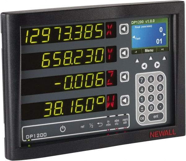 Newall - 2 Axis, 22" X-Axis Travel, 240" Z-Axis Travel, Lathe DRO System - 5µm/10µm Resolution, 10µm Accuracy, Digital Display - Industrial Tool & Supply
