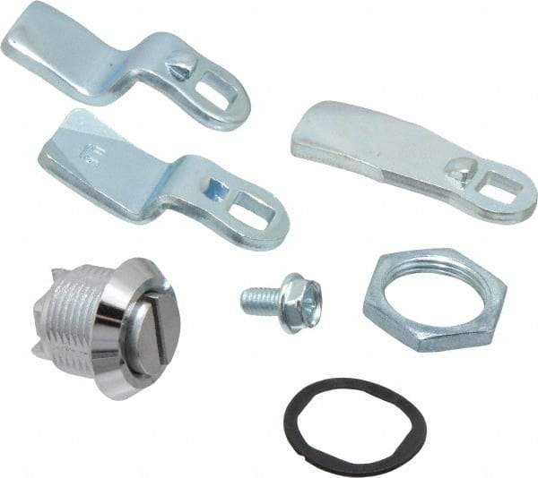 Dzus - 5/16" Max Thickness, NEMA 4 Rated Pawl Latch - 25/64, 23/32 & 1-7/64 Grip, Chrome Finish - Industrial Tool & Supply