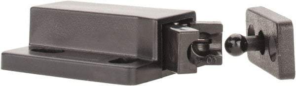 Sugatsune - 1-3/8" Long x 3/4" Wide x 1/2" High, Plastic Compact Safe Push Latch - MC-28 Catch - Black Coated - Industrial Tool & Supply