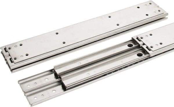 Sugatsune - 16" Slide Length, 16.56" Travel Length, Stainless Steel Ball Bearing Slide SSR-10 - 7/8" Wide, 2-3/4" High, 571 Lb Capacity at Full Extension, Satin Finish - Industrial Tool & Supply