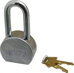 American Lock - 2" Shackle Clearance, Keyed Different A701 Padlock - 7/16" Shackle Diam, Steel, with Satin Chrome, Triple Plated Finish - Industrial Tool & Supply