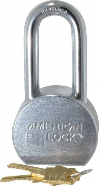 American Lock - 2" Shackle Clearance, Keyed Alike A701 Padlock - 7/16" Shackle Diam, Steel, with Satin Chrome, Triple Plated Finish - Industrial Tool & Supply