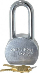 American Lock - 2" Shackle Clearance, Keyed Alike A701 Padlock - 7/16" Shackle Diam, Steel, with Satin Chrome, Triple Plated Finish - Industrial Tool & Supply