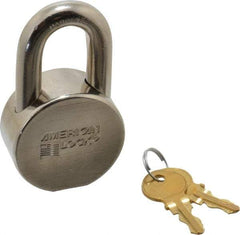 American Lock - 1-1/16" Shackle Clearance, Keyed Alike AH10 Padlock - 7/16" Shackle Diam, Steel, with Satin Chrome, Triple Plated Finish - Industrial Tool & Supply