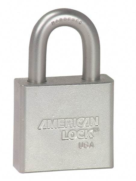 American Lock - 1-1/8" Shackle Clearance, Keyed Alike A5260 Padlock - 3/8" Shackle Diam, Steel, with Solid Steel Finish - Industrial Tool & Supply