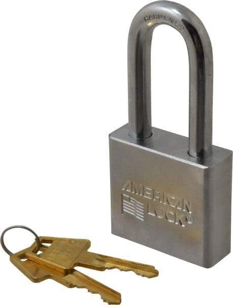 American Lock - 2" Shackle Clearance, Keyed Different A5261 Padlock - 3/8" Shackle Diam, Steel, with Solid Steel Finish - Industrial Tool & Supply