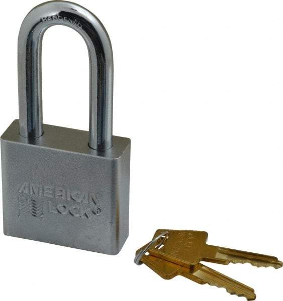 American Lock - 2" Shackle Clearance, Keyed Alike A5261 Padlock - 3/8" Shackle Diam, Steel, with Solid Steel Finish - Industrial Tool & Supply
