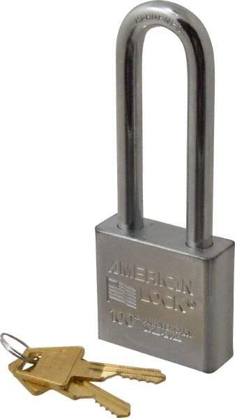 American Lock - 3" Shackle Clearance, Keyed Different A5262 Padlock - 3/8" Shackle Diam, Steel, with Solid Steel Finish - Industrial Tool & Supply