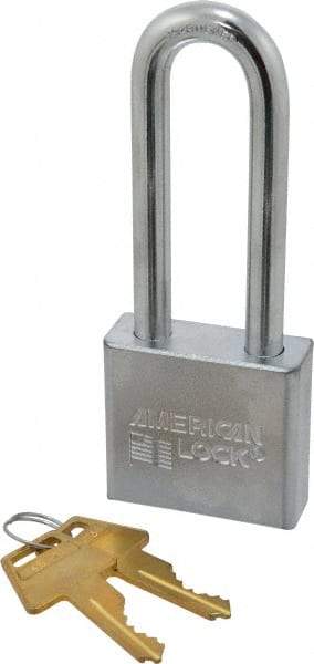 American Lock - 3" Shackle Clearance, Keyed Alike A5262 Padlock - 3/8" Shackle Diam, Steel, with Solid Steel Finish - Industrial Tool & Supply
