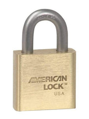 American Lock - 3" Shackle Clearance, Keyed Alike A5572 Padlock - 3/8" Shackle Diam, Steel & Brass, with Solid Extruded Brass Finish - Industrial Tool & Supply