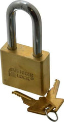 American Lock - 2" Shackle Clearance, Keyed Alike A5571 Padlock - 3/8" Shackle Diam, Steel & Brass, with Solid Extruded Brass Finish - Industrial Tool & Supply