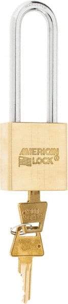 American Lock - 3" Shackle Clearance, Keyed Alike A5562 Padlock - 5/16" Shackle Diam, Steel & Brass, with Solid Extruded Brass Finish - Industrial Tool & Supply