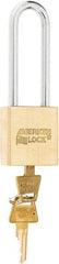 American Lock - 3" Shackle Clearance, Keyed Alike A5562 Padlock - 5/16" Shackle Diam, Steel & Brass, with Solid Extruded Brass Finish - Industrial Tool & Supply