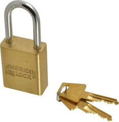 American Lock - 1-1/2" Shackle Clearance, Keyed Alike A5531 Padlock - 1/4" Shackle Diam, Steel & Brass, with Solid Extruded Brass Finish - Industrial Tool & Supply