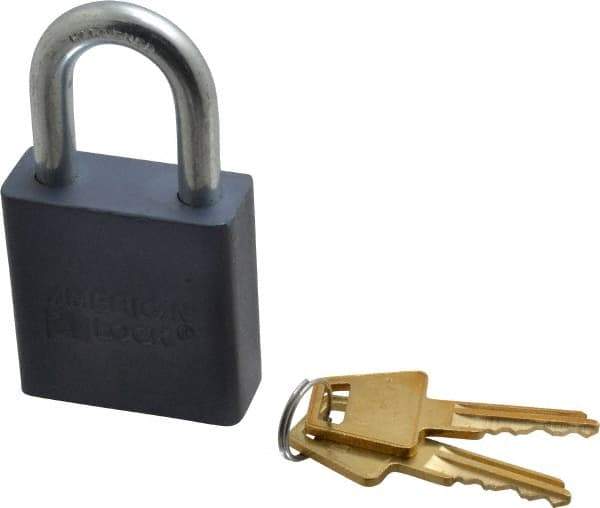 American Lock - 1-1/8" Shackle Clearance, Keyed Different A10 Padlock - 5/16" Shackle Diam, Aluminum, with Solid Aluminum Finish - Industrial Tool & Supply
