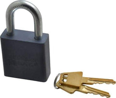 American Lock - 1-1/8" Shackle Clearance, Keyed Different A10 Padlock - 5/16" Shackle Diam, Aluminum, with Solid Aluminum Finish - Industrial Tool & Supply
