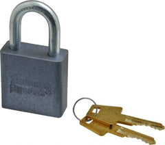 American Lock - 1-1/8" Shackle Clearance, Keyed Alike A10 Padlock - 5/16" Shackle Diam, Aluminum, with Solid Aluminum Finish - Industrial Tool & Supply