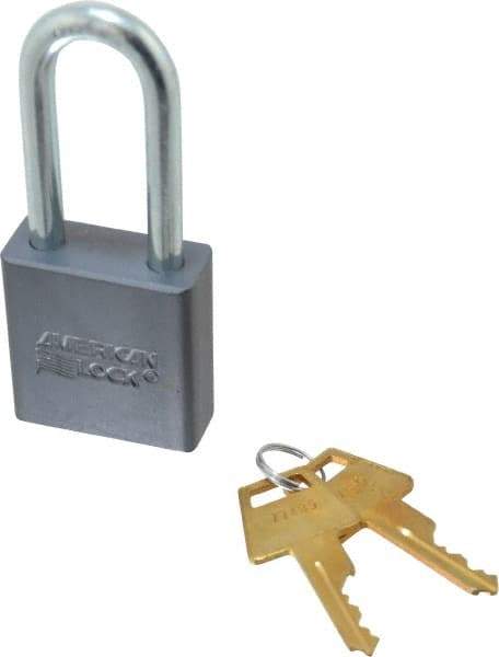 American Lock - 2" Shackle Clearance, Keyed Different A11 Padlock - 5/16" Shackle Diam, Aluminum, with Solid Aluminum Finish - Industrial Tool & Supply