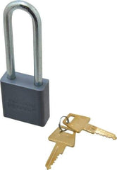 American Lock - 3" Shackle Clearance, Keyed Alike A12 Padlock - 5/16" Shackle Diam, Aluminum, with Solid Aluminum Finish - Industrial Tool & Supply