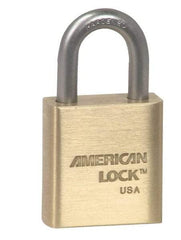 American Lock - 1-1/16" Shackle Clearance, Keyed Alike A5560 Padlock - 5/16" Shackle Diam, Steel & Brass, with Solid Extruded Brass Finish - Industrial Tool & Supply