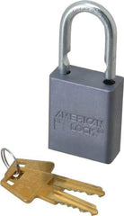 American Lock - 1" Shackle Clearance, Keyed Different A30 Padlock - 1/4" Shackle Diam, Aluminum, with Solid Aluminum Finish - Industrial Tool & Supply