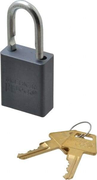 American Lock - 1" Shackle Clearance, Keyed Alike A30 Padlock - 1/4" Shackle Diam, Aluminum, with Solid Aluminum Finish - Industrial Tool & Supply