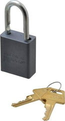 American Lock - 1" Shackle Clearance, Keyed Alike A30 Padlock - 1/4" Shackle Diam, Aluminum, with Solid Aluminum Finish - Industrial Tool & Supply