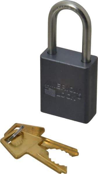 American Lock - 1-1/2" Shackle Clearance, Keyed Different A31 Padlock - 1/4" Shackle Diam, Aluminum, with Solid Aluminum Finish - Industrial Tool & Supply